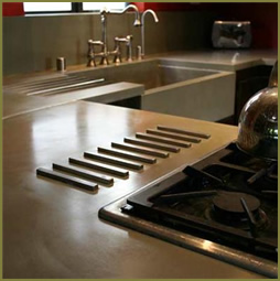 Concrete countertop with trivets for heat resistance